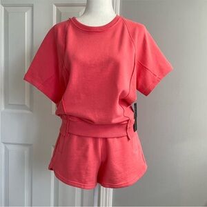 90 Degree By Reflex Coral Sweatshirt & Shorts Set Size S